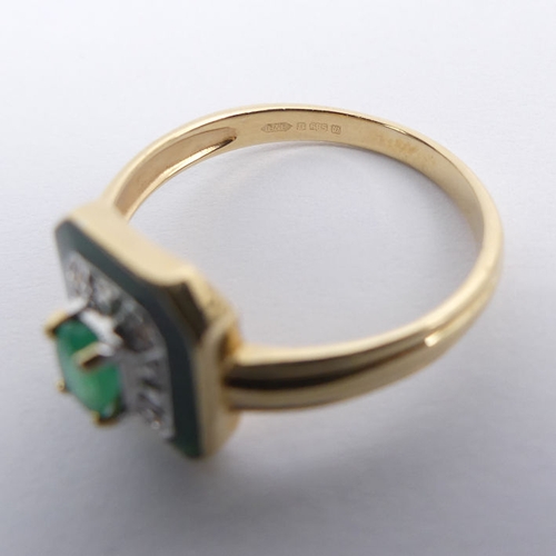 40 - 14ct gold, emerald and diamond ring, 2.7 grams, 10.7mm.