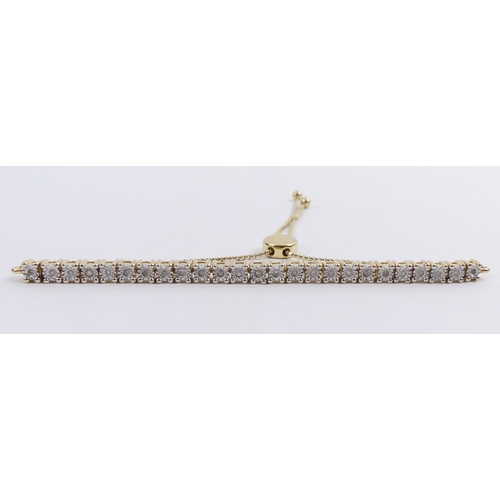 43 - Sterling silver gilt diamond bracelet, 8.3 grams, 4mm, adjustable length.