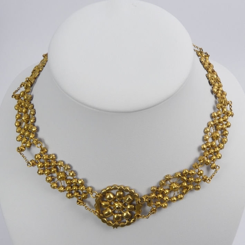 50 - Late 18th century garnet and gilt metal necklace, signed Arrantec 18, 34 grams, 40cm, 30.4mm.