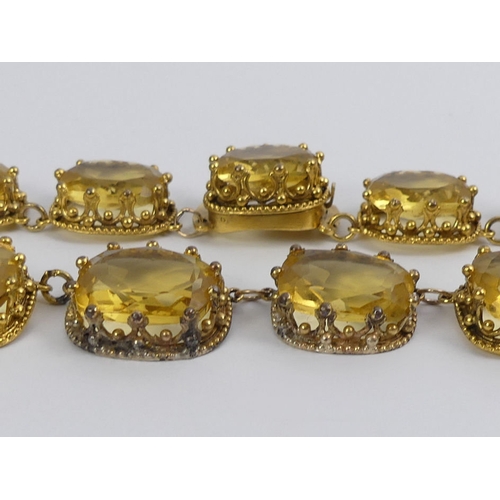 51 - Victorian yellow paste and gilt metal necklace, 97.4 grams, 42cm, 19.1mm.