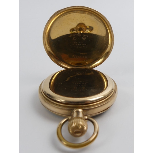 100B - 10ct gold plated, open-face Record 17 jewel movement pocket watch, 71mm x 50mm.
Condition Report: In... 