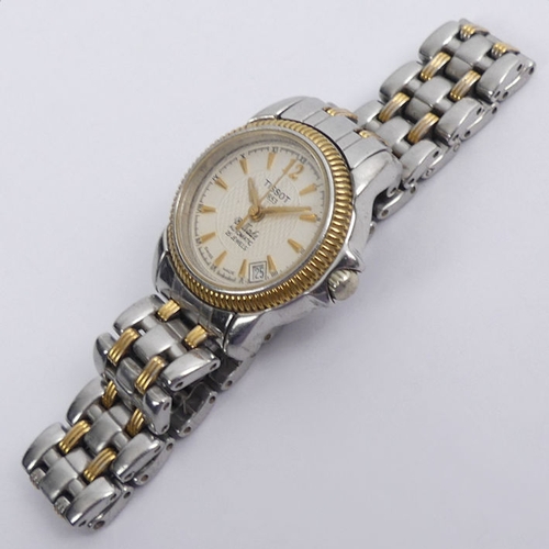 102 - Ladies Tissot bi-metal automatic 21 jewel date adjust watch, 25mm.