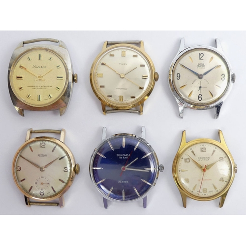 117 - Six gents watches, including Sekonda and Timex.