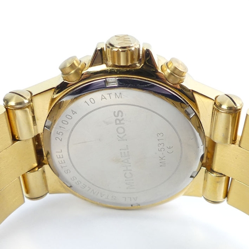 118 - Michael Kors gold tone, chronograph gents watch, boxed, 46mm.
Condition Report: In working order.