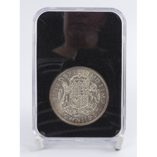 124 - George VI 1937 Coronation silver crown, boxed and encapsulated with C.O.A.