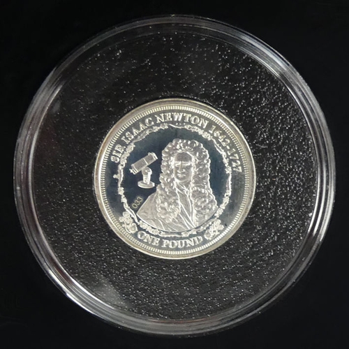 125 - Silver, 'Sir Isaac Newton' 2017 limited edition £1 coin, boxed and encapsulated with C.O.A.