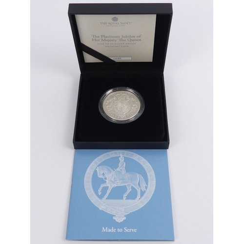 128 - The Platinum Jubilee of HM The Queen, 2022 UK £5 silver proof Piedfort coin, M.I.B. with C.O.A.