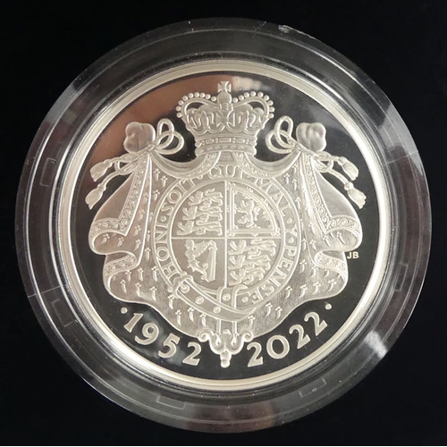 128 - The Platinum Jubilee of HM The Queen, 2022 UK £5 silver proof Piedfort coin, M.I.B. with C.O.A.