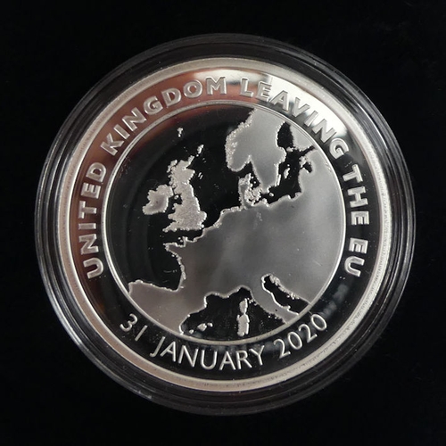 136 - Jubilee Mint, 'The Brexit' solid silver proof commemorative coin, 2020, M.I.B. with C.O.A.