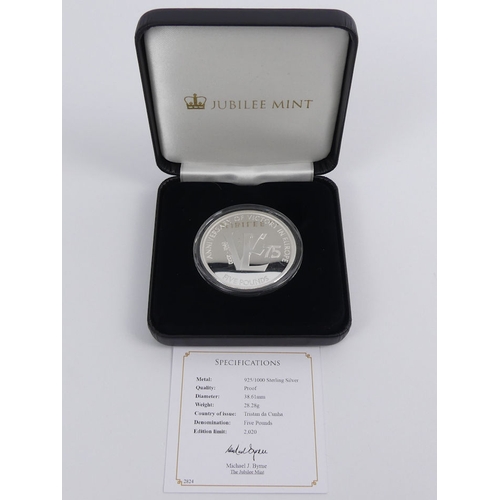 148 - Tristan De Cuna Jubilee Mint 'The 75th Anniversary of VE Day' solid silver proof £5 coin.