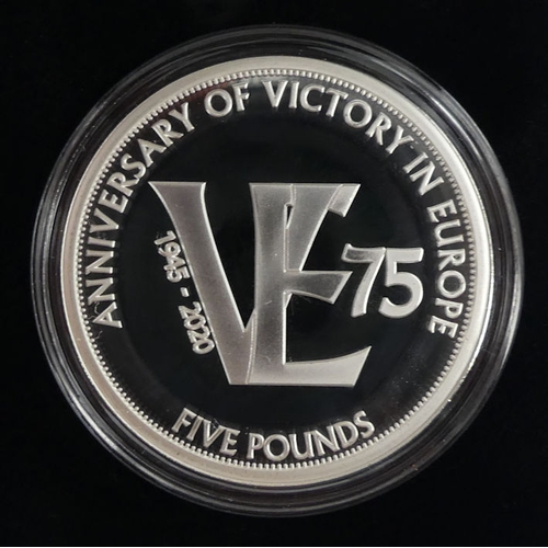 148 - Tristan De Cuna Jubilee Mint 'The 75th Anniversary of VE Day' solid silver proof £5 coin.