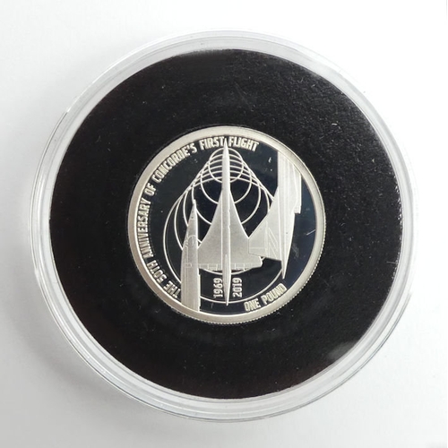 175 - Jubilee Mint 'The 50th Anniversary of Concorde' solid silver proof £1 coin,  M.I.B with C.O.A.