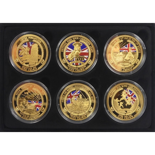 177 - Eighteen WWI Golden Crown coin complete boxed collection.