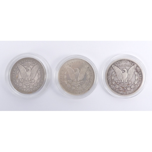 181 - Three silver USA dollars 1885, 1888 and 1921.