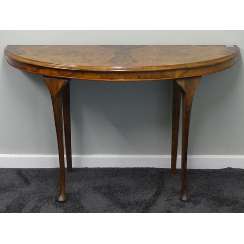 480 - A 1930's walnut demi-lune side table, 128cm x 42cm x 76.
Collection own Courier Only.