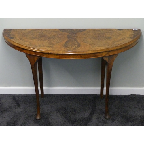 480 - A 1930's walnut demi-lune side table, 128cm x 42cm x 76.
Collection own Courier Only.