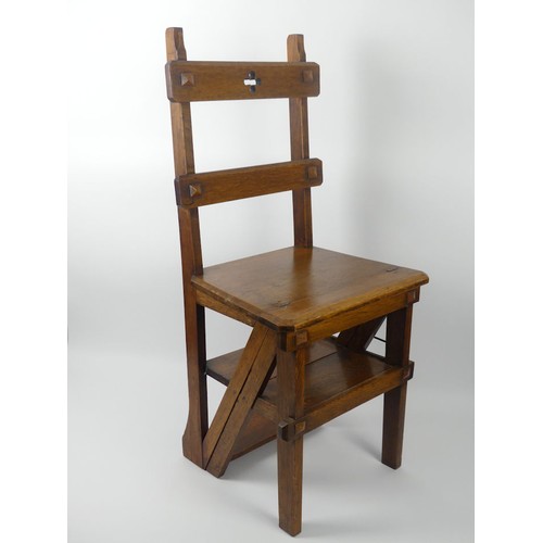 499 - A 19th century oak metamorphic chair to library steps, 86cm x 42cm.
Collection own Courier Only.