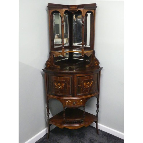 498 - An Edwardian, rosewood inlaid corner cabinet, 166cm x 71cm.
Collection own Courier Only.