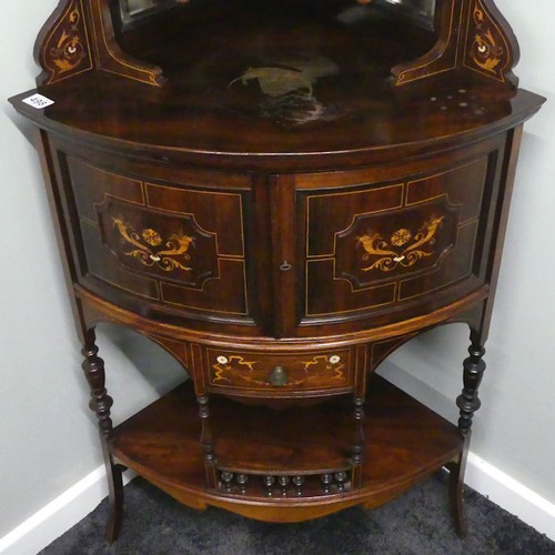 498 - An Edwardian, rosewood inlaid corner cabinet, 166cm x 71cm.
Collection own Courier Only.