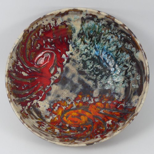 385A - An Alfeld Vallauris art pottery bowl, 36cm diameter x 12cm.