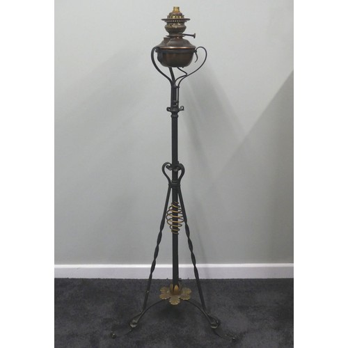 497 - An Arts & Crafts wrought iron and copper standard lamp, 142cm.
Collection own Courier Only.