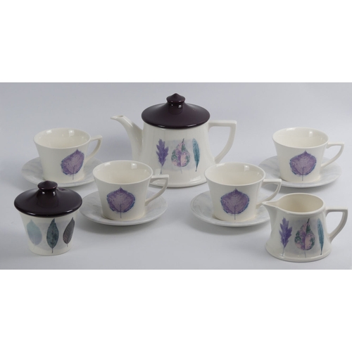 377 - A Portmeirion pottery 'Dusk' eleven piece tea set. Teapot 15cm high.