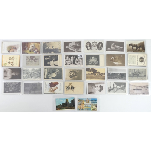 401 - One hundred postcards, including nursing, royalty, shipping and animal examples.