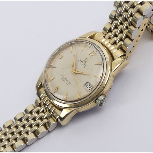 102 - Gents Omega automatic gold tone calendar watch, 36mm .