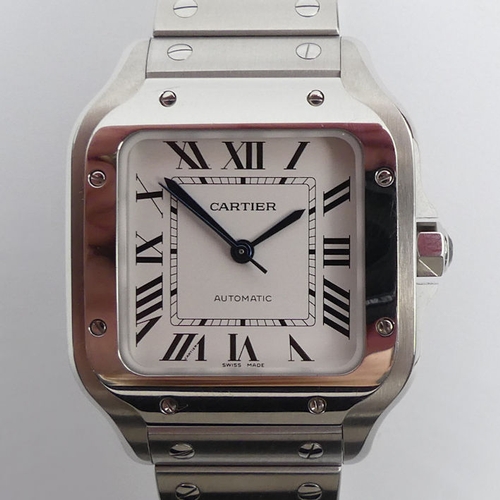 109 - A Cartier, Santos de Cartier, automatic stainless steel gents watch, with original box which was pur... 