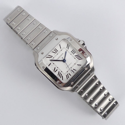 109 - A Cartier, Santos de Cartier, automatic stainless steel gents watch, with original box which was pur... 