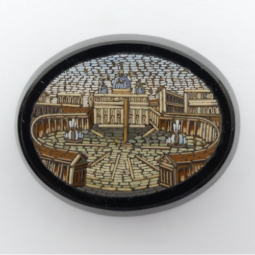 20A - 19th century Grand Tour micro-mosaic plaque, depicting St Peter's Square, Vatican City, 15.8 grams, ... 