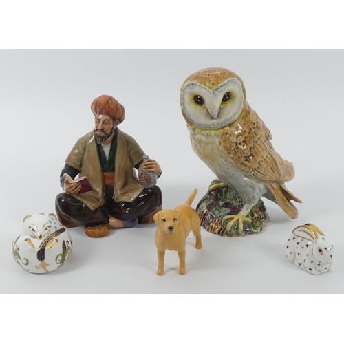 368 - Various ceramics, including a Beswick Owl 1046, two Royal Crown Derby paperweights, a Royal Doulton ... 