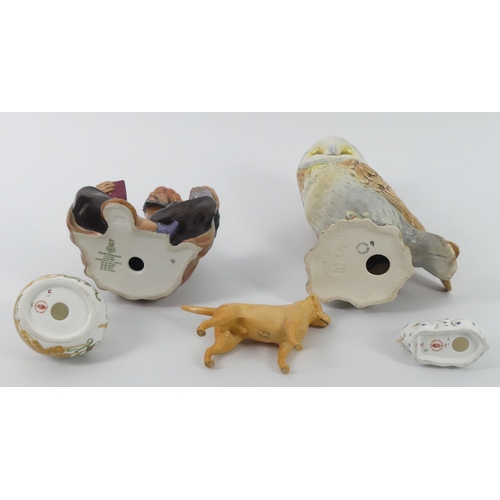 368 - Various ceramics, including a Beswick Owl 1046, two Royal Crown Derby paperweights, a Royal Doulton ... 