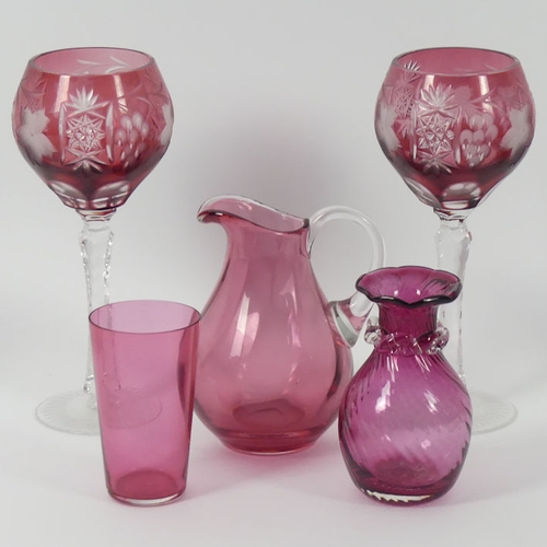 375 - Various ceramics and glassware, including Royal Copenhagen and Cranberry glass, highest 20cm.