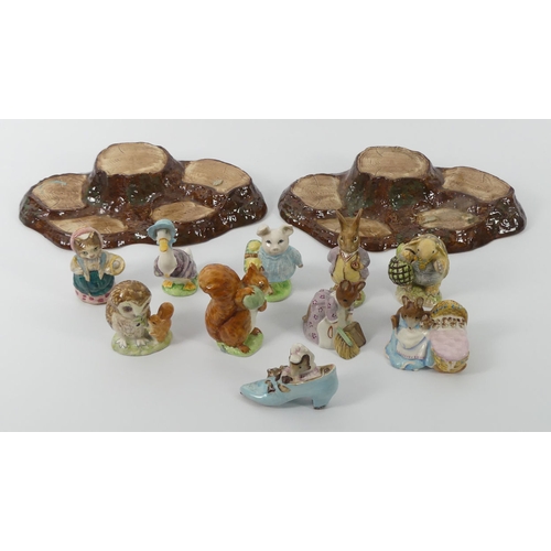 378 - Ten Beswick Beatrix Potter figures, including Benjamin Bunny, Old Mr Brown, Hunca Munca, Little Pig ... 