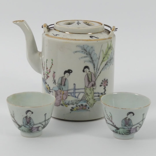 379 - 19th century and later ceramics, including Doulton Lambeth, Oriental tea set in a basket, a Sevres s... 