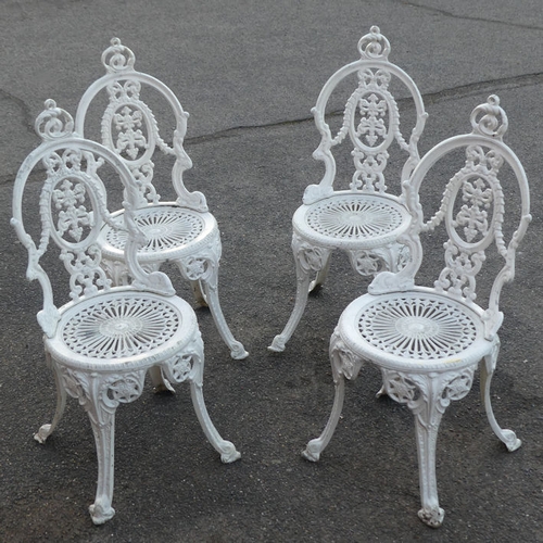 480 - A set of four, cast aluminium garden chairs, 92cm.
Collection own courier only.