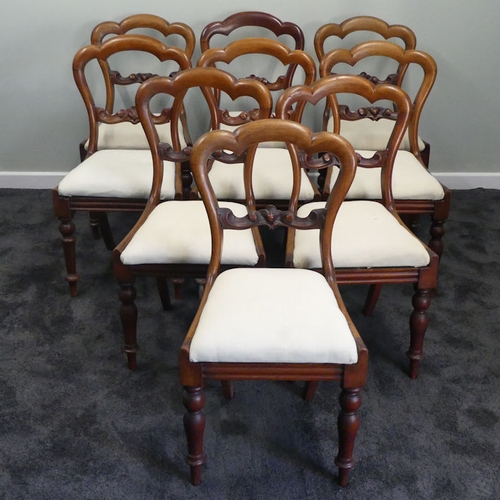 481 - A set of nine Victorian mahogany cloud back chairs, 86cm. Collection own courier only.