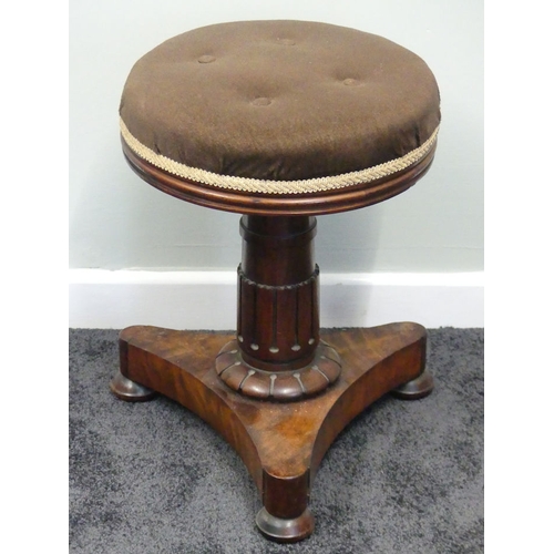 482 - Victorian mahogany revolving piano stool, 36 cm diameter. Collection own courier only.