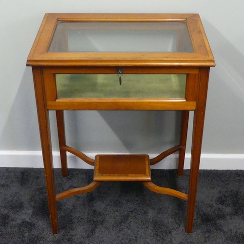 490 - A yew wood table top display cabinet, 76cm x 57cm. Collection own courier only.