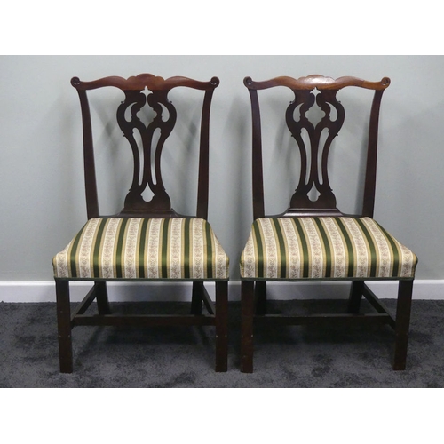 493 - A pair of Georgian mahogany side chairs, 92cm x 56cm. Collection own courier only.