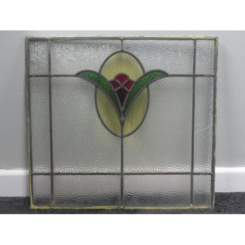 498 - An Art Deco leaded glass panel with tulip design, 53cm x 5cm. Collection own courier only.