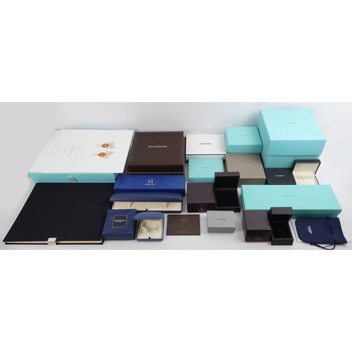 27 - A collection of jewellery and presentation gift boxes by Tiffany & Co, De Beers, Lalique and others.