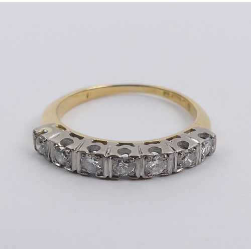 34 - 18ct gold three stone diamond ring, 1.9 grams, 4.1mm, size N.