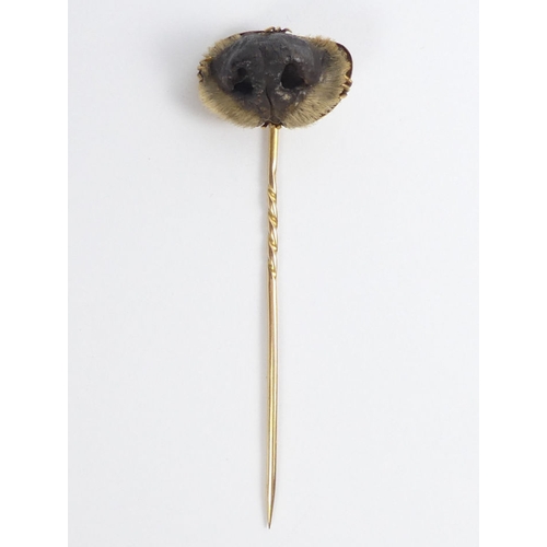 83 - Three Blue John stick pins and a labradorite example, longest 64mm.