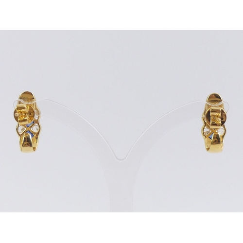 10 - A pair of 14ct gold, sapphire and diamond earrings, 3.5 grams, 15.8mm x 6.7mm