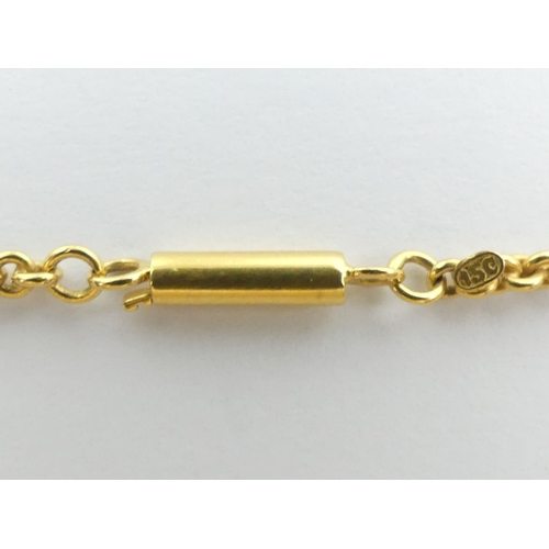 12 - 15ct yellow gold belcher link chain, 6.5 grams, 42.5cm x 1.8mm.