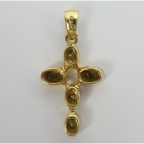 3 - 18ct gold, diamond set cross pendant, 3 grams, 28mm x 14mm.