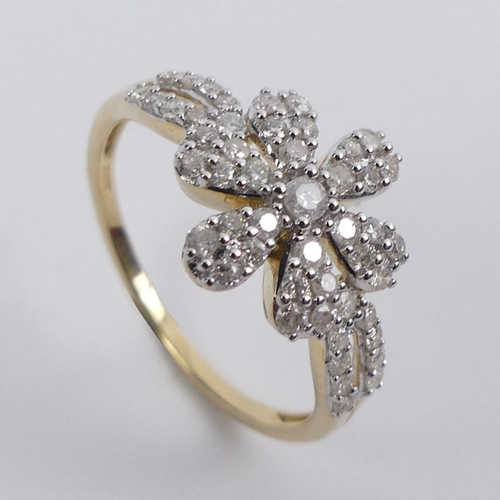 37 - 9ct gold, diamond cluster ring, 2.3 grams, 12.1mm, size P 1/2.