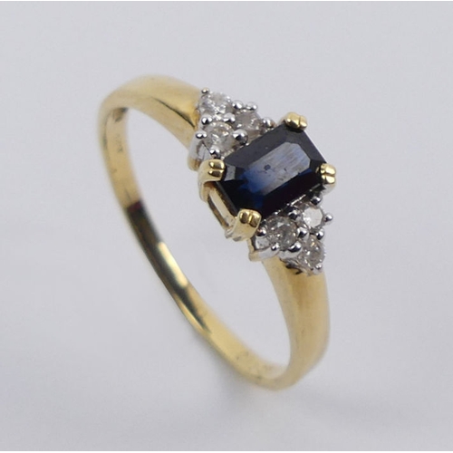 51 - 18ct gold, sapphire and diamond ring, (diamond weight 0.12ct), 2.7 grams, 6.5mm, size R 1/2.